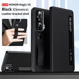 Smart View PU Leather Bracket Phone Case for Honor Magic VS Window Portable Grip Hand Strap Back Cover