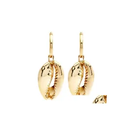 car dvr Dangle Chandelier Shell Earrings Simple Pendant Natural Alloy Long Section Fashion Creative Female Jewelry National Wind Elegant G Dhjxs