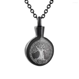 Pendant Necklaces Round Tree Of Life Memorial Ashes Lockets Stainless Steel Cremation Jewelry Mini Casket Keepsake Necklace Souvenir