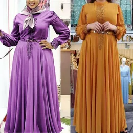 Etnik Giyim Wepbel Afrikalı Müslüman Elbise Kadın İslami Uzun Kaftan Robe Rhinestone Yuvarlak Boyun Salıncak Kaftan İslam Abaya