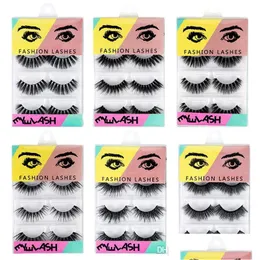 False Eyelashes 4 Pairs 3D Mink Hair Thick Crisscross Eye Lashes Wispy Natural Volume Extension Tools Makeup Drop Delivery Health Be Dhg0T