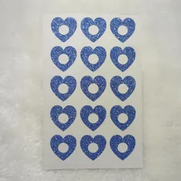 Embrulhe de presente 15mm Royal Blue Glitter Planner Buracos adesivos de reforço do coração