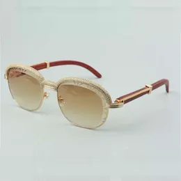 -verk￼ndigte Top-Qualit￤t nat￼rliche Holzschnittlinse Sonnenbrille High-End-Diamanten Augenbrauenrahmen 1116728-A Gr￶￟e 60-18-135 mm247o
