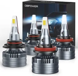 DBPower 9005/HB3 H11/H9/H8 LED -koplampbollen Combo, 140W 22000 lumen, 500% Brighter LED -koplampen Conversiekits 6500K Cool White, Pack of 4
