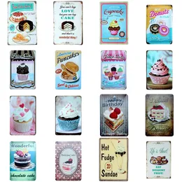 Vintage Cake Dessert art painting Metal Tin Signs Retro Home Kitchen Decoration Plaque Poster Bar Pub Bakery Wall Decor personalized Plate Size 30X20cm w02