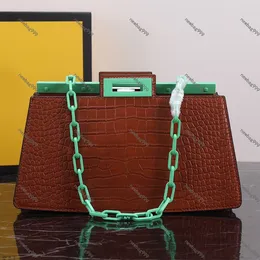 2023SS Borsa a tracolla a catena di design di lusso Pelle bovina di alligatore Borsa HOBO a forma di scala di moda Borsa a fisarmonica per semplicità e atmosfera Pochette da donna