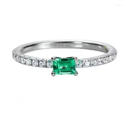 Cluster Rings Anziw Vintage 0.2ct Lab Grown Emerald Classic Engagement Ring For Women Sterling Silver Cut Gemstone Jewelry Gifts