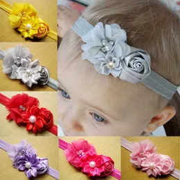 V514 Pearl Diamond Flower Hair Band Chiffon Flower Beadband Beadband's Children's Hair Beadband 12 Lolor Research