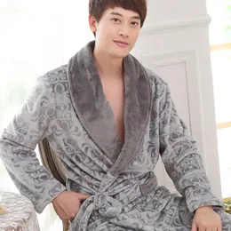 Men's Sleepwear Men Winter Thick Warm Flannel Bathrobe Mens Luxury Kimono Bath Robe Sexy Robes Male Thermal Dressing Gown Pajamas 2023