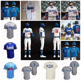 Custom St. Paul Saints Milb Джерси 11 Дрю Мэгги Марк Контрерас Томас Телис Джейк Кейв Брент Рукер Дамек Томша 9 Кеон Брокстон 31