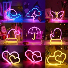 Neon Sign Art Decorative Lights Wall Lamp Cloud Heart Moond Design for Kids Baby Room Holiday Lighting Xmas Party