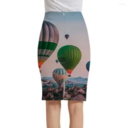 Юбки Kyku Brand Landscape Women Air Balloon Элегантный рок -сексуальные каникулы салаты