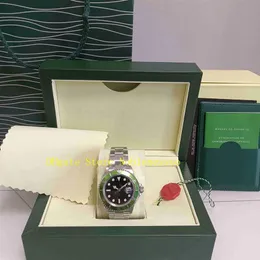 2 스타일의 빈티지 남성 시계 오리지널 박스 BP 공장 남성 40mm 녹색 검은 합금 베젤 스틸 16610 날짜 50th Anniversary300b