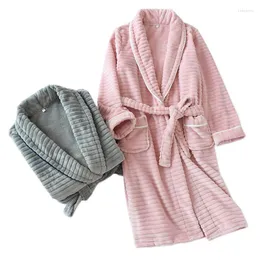 Women's Sleepwear Winter Couples Flannel Bathrobes Quality Thicken Coral Velvet Women And Men Kimono Robes Long-sleeved Soft Warm Dressing