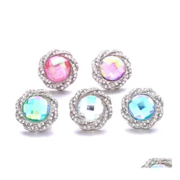 Auto DVR Casps ganci rotondi all'ingrosso Rhinestone Ginger Snap Button Class Recotteri di gioielli da donna Zircon Charms Bottons da snap di metallo da 18 mm DH7F3