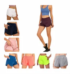 Roupas de ioga de verão Lulus Shorts femininos confortáveis e macios, soltos, casuais, respiráveis, de secagem rápida, calças fitness, corrida, elástico, moda adulta, trend3ss