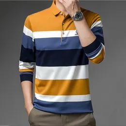 Herrenpolo Ymwmhu Mehrfarbiges Poloshirt für Herren Langarm Mode Slim Fit Herrenhemden Herbst Langarm Lässige koreanische Poloshirts 230227
