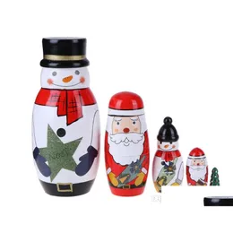 인형 나무 마트리오시카 베이비 장난감 둥지 사랑스러운 크리스마스 눈사람 산타 클로스 사진 러시아 어린이 선물 드롭 배달 장난감 선물 acce dhpqb