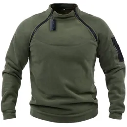 Mäns jackor US Men's Tactical Outdoor Jacket Jaktkläder Varma dragkedjor Fleece Pullover Man Windproof Spring Winter Coat Thermal Underwear 230227