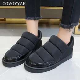 Dress Shoes COVOYYAR Warm Winter Shoes Women Flats Soft Fur Padded Cotton Shoes Woman Slip On Short Ankle Snow Boots Plus Sizes WFS2024 230227