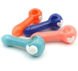 Vintage Macaron Love Heart Glass Smoking Spoon Pipe Bong Bong Factory Direct Sale pode colocar o logotipo do cliente pela DHL UPS CNE