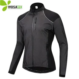 Wosawe Winter Thin Thermal Fleece Cycling Jacket Men Men Men MTB Bike Clothing Sportswear Waterbreaker Water Switching C260f