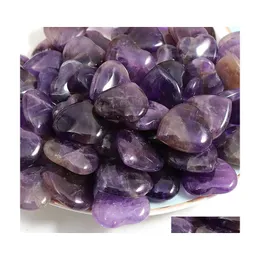 bil DVR Stone naturliga kristallprydnader snidade 20x6mm hjärta ametist chakra reiki helande kvarts mineral tumlade ädelstenar hand heminredning d dhqgb