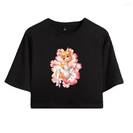 Kadın Tişörtleri Moda Sevimli Yardımcı Senko San Baskı T-Shirt Yaz Kısa Kollu Kadınlar Üst Düzenli Sokak Giyim O yak