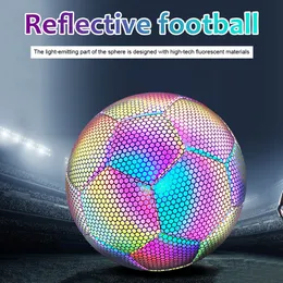 ボールサッカーボール発光夜はダークフットボールでの反射的なフットボールの輝きサイズ45学生ティーンエイジャーアウトドアチームトレイン230227のためのボール