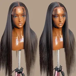 Koronkowe peruki 360 13x6 proste koronkowe frontalowe ludzkie włosy peruki Brazylijskie proste 30 40 cali 4x4 Przezroczysta koronkowa peruka dla kobiet 230225