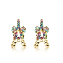 스터드 이어링 ER-00132 고급 모조 다이아몬드 보석 금과 실버 도금 에펠 탑 Bow Knot Earring for Women Mother 's Day 선물