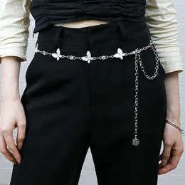 Belts Shiny Butterfly Rhinestones Waistband Thin Belt For Women Fashion Adjustable Metal Waist Strap Punk Slim Body Chains Dress Decor Z0223