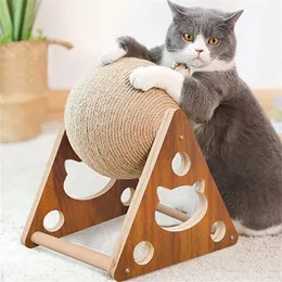 Tiragraffi per mobili per gatti Sisal naturale Scratcher Ball Albero resistente all'usura Giocattolo Legno massello Paw Grinding Board Kitten Toys Tower 230227