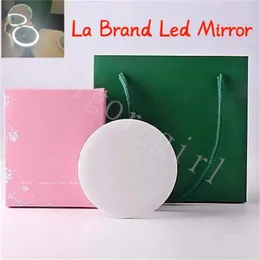 2023 Nya LA Brand Compact Mirrors Double Face Mirror LED-dekoration Högklassig vikbar spegel för tjejsminkverktyg utrustade med presentförpackning och väskor av datakabel och väskor