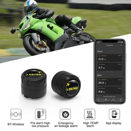 Carro TPMS de motocicleta com 2 sensores externos compatíveis com Bluetooth 4.0 5.0 Android/iOS Sistema de monitoramento de pressão dos pneus