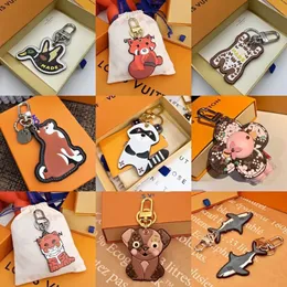 Limited Edition Cartoon Animal Unisex nyckel plånbok lyx varumärke Fox Tiger Raccoon Shark Dog Keychain berömda designer Män och kvinnor Keyring Shoulder Bag Tote Hängen