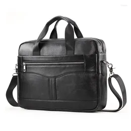 Aktentaschen Luxus Bolsas Taschen für 15,6 Zoll Laptop Computer Aktentasche Vintage Rindsleder Männliche Bürodokumente Tasche Reise Große Handtasche Reißverschluss