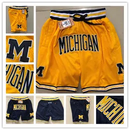 NCAA Hip Hop Motion Wind Michigan Shorts Net College Basketball Shorts Lightweight breathable Sports Casual Pocket Pants Wolverine231R