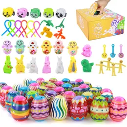 Andra leksaker Portable Plastic Colorful Easter Eggs Creative Easter Gift Box Kids Toy Decoration For Home Wedding Birthday Party Diy Craft 230227
