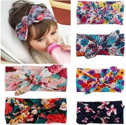 C96 children's printed headband baby printed rabbit ear hair band baby knotted hair band 6 colors