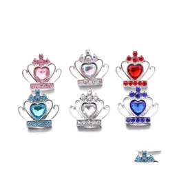 car dvr Clasps Hooks Wholesale Zircon Rhinestone Crown Snap Buttons Butterfly Clasp 18Mm Metal Decorative Button Charms For Snaps Jewelry Dh6It