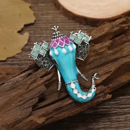 Brooches Morkopela Elephant Animal Enamel Pin Crystal Brooch Jewelry Vintage Rhinestone Clothes Scarf Clip Accessories For Women