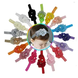 A240 Perlen-Diamant-Blumen-Stirnband, Chiffon-Blumen-Stirnband, Kinder-Haar-Stirnband, 17 Farbauswahl