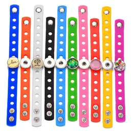 Braceletas Charm 10pcs/lote Candy Rainbow Color Silicone Bangles Fit 18 mm Snap Charms Button Jewelry Snap Jewelry para mujeres Regalos para niños 230227