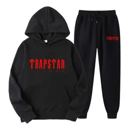 Trapstar Träningsoverall modejackor herr dam Luvtröja set Plysch tröja casual sport tvådelad par set över storlek 2xl 3xl