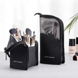 Sacos de armazenamento 1 PC Stand Bag de cosméticos para mulheres Bolsa de maquiagem com zíper transparente Travel Brush de maquiagem feminino Bolsa de higiene pessoal Y2302