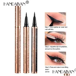 Eyeliner Handaiyan Selfadhesive Pen Waterproof No Glue Eye Eyelashes Sweatproof Liquid Liner Thintip Eyeliners Drop Delivery Health Dhai6