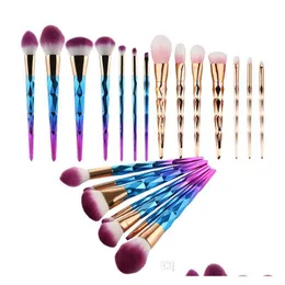 Makeup borstar de flesta 7st Diamond Professional Mermaid Colorf Kit Contouring Foundation Eyeliner Brush Drop Delivery Health Beauty to DHLTV