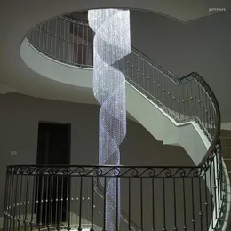 Kronleuchter, lange Kristallleuchten, LED-moderne Spirale, luxuriöser Kronleuchter, amerikanische Treppe, glänzendes Droplight, Höhe 300 cm