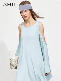 Kadın bluzları amii kadınlar için minimalizm bluzu 2023 Sonbahar uzunluğunda omuz dışı gevşek asimetrik katı banliyö kazak üstleri 11787058
